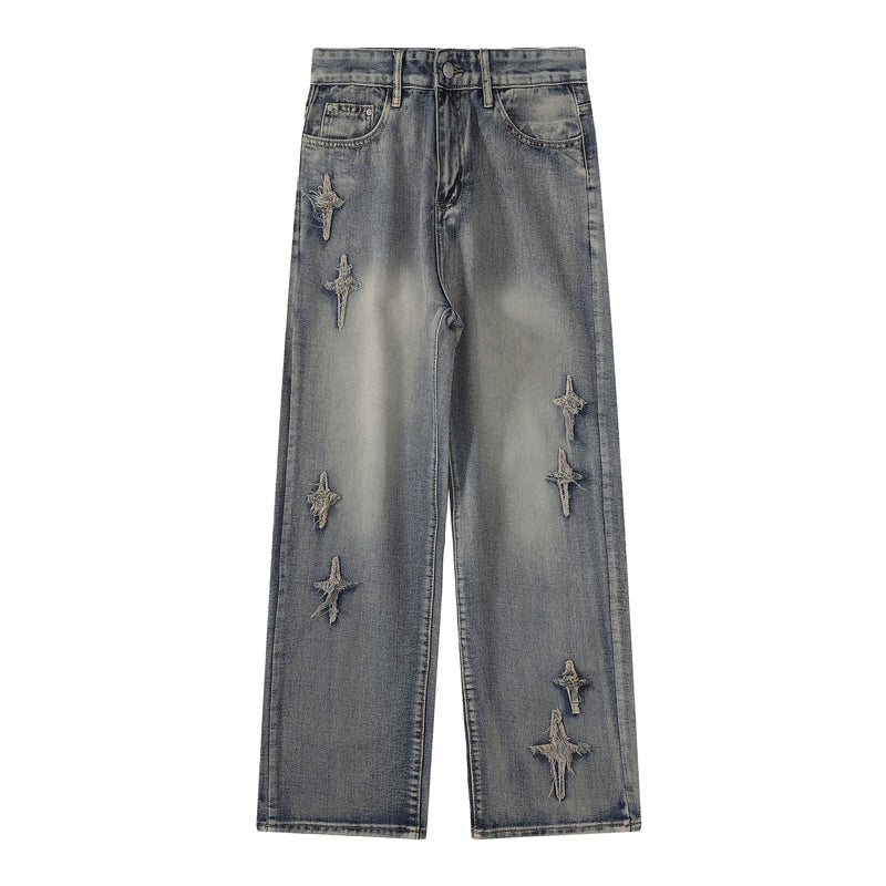 CROSS EMBROIDERED JEANS