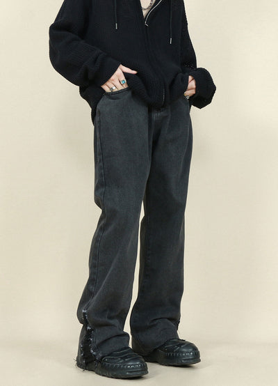 HEMMED BLACK JEANS